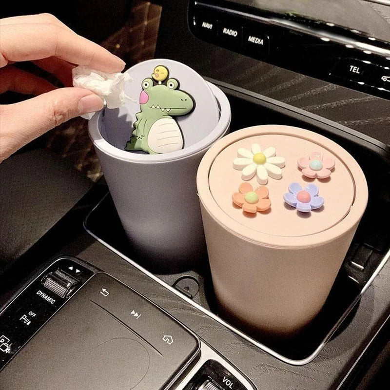 Car Trash Can Compact 360° Clamshell Lid