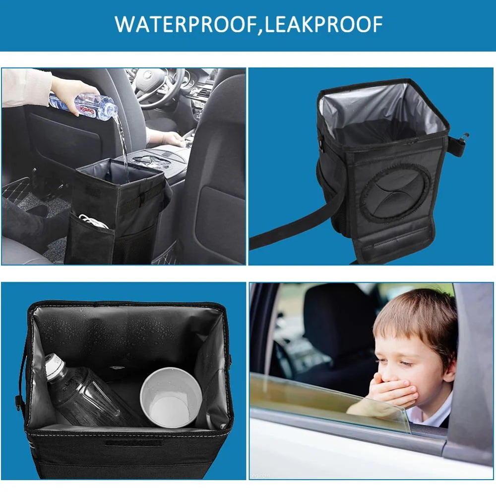 Car Trash Can Waterproof Foldable Adjustable Hanging Strap