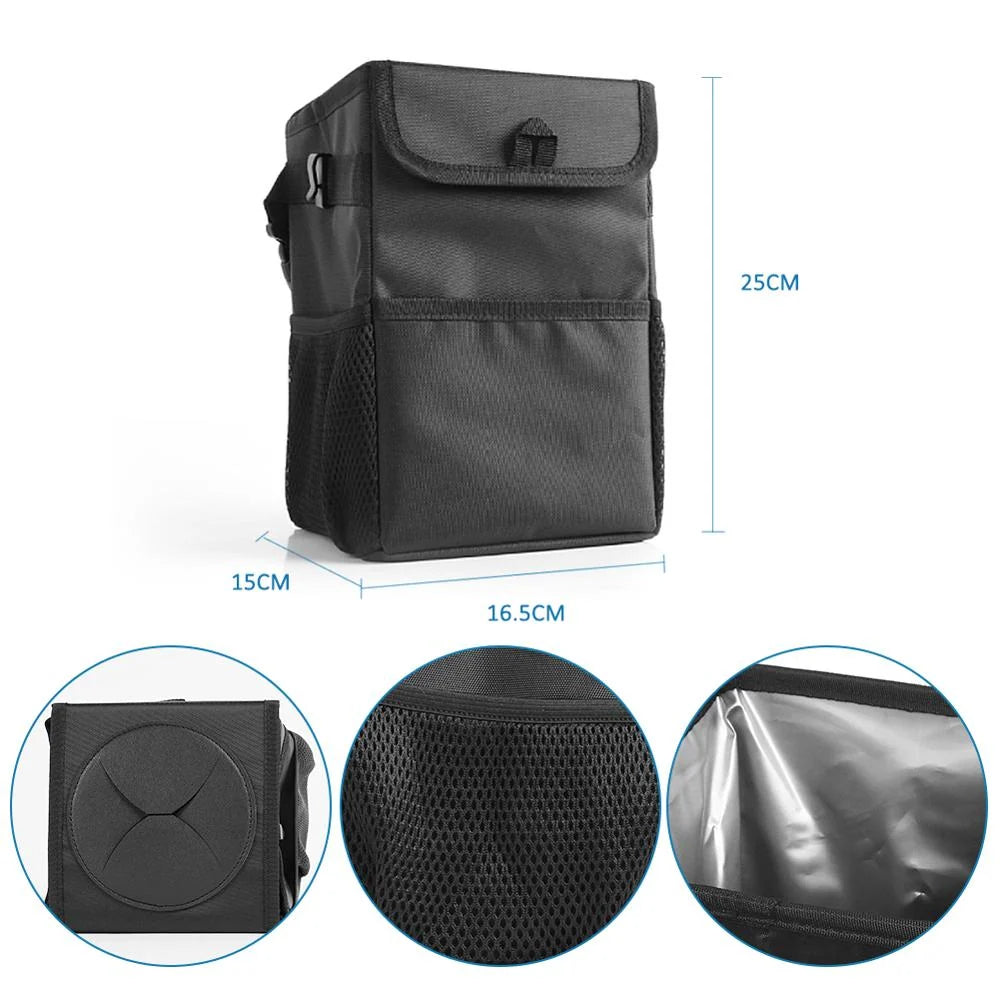 Car Trash Can Waterproof Foldable Adjustable Hanging Strap