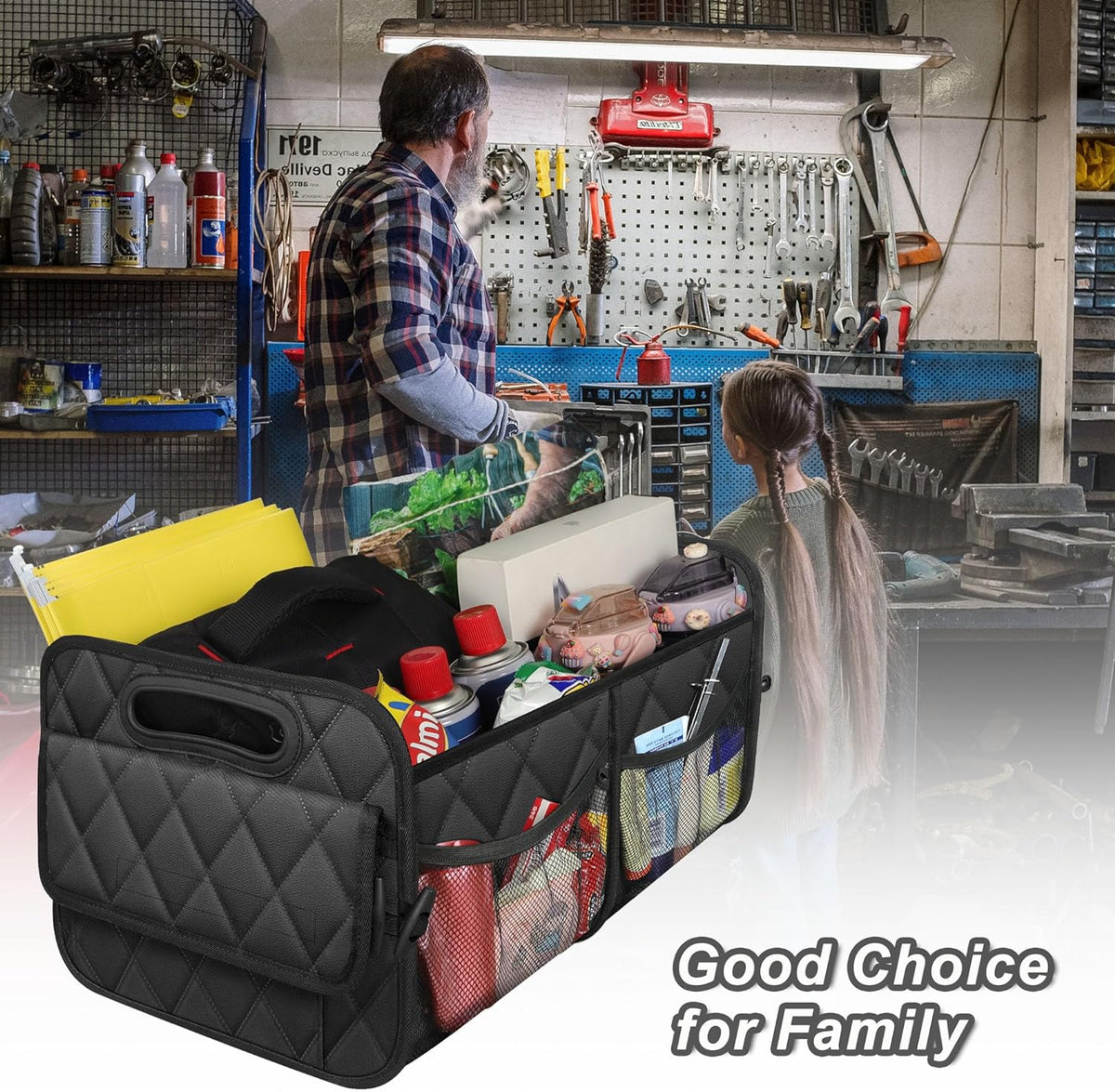 Car Trunk Organizer Adjustable Dividers Hook-And-Loop Base