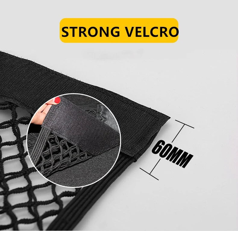 Car Trunk Organizer Double-Layer Elastic Mesh Storage