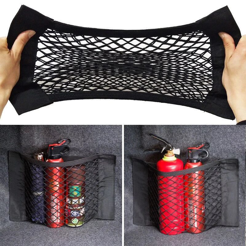 Car Trunk Organizer Double-Layer Elastic Mesh Storage