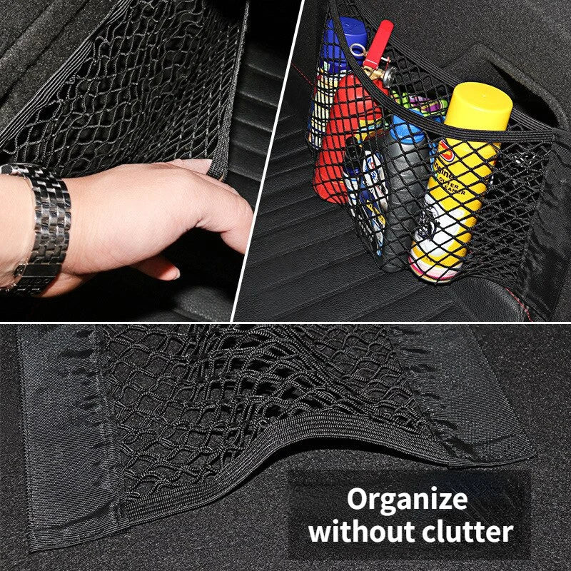 Car Trunk Organizer Double-Layer Elastic Mesh Storage