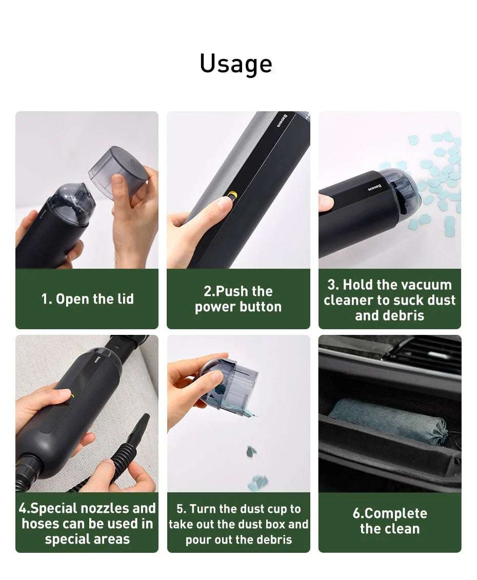 Car Vacuum Cleaner Cordless 5000Pa Strong Suction Rechargeable