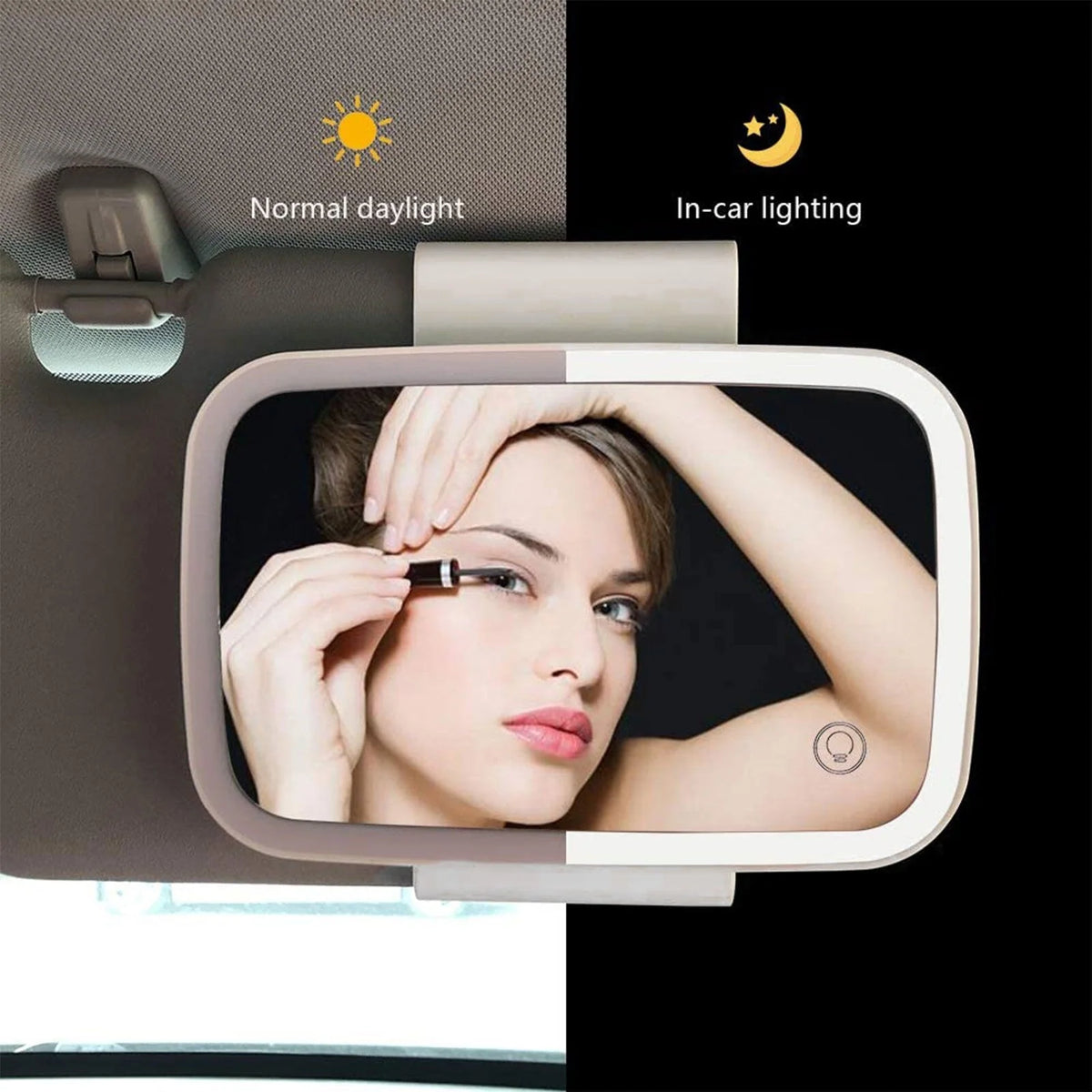 Car Visor Makeup Mirror LED Adjustable Brightness