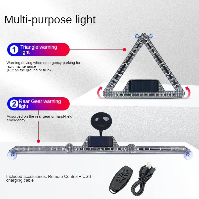 Car Warning Light Solar & USB Charging Waterproof