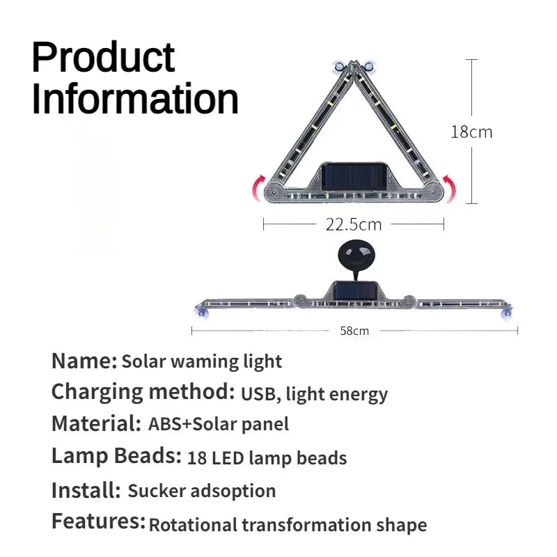 Car Warning Light Solar & USB Charging Waterproof