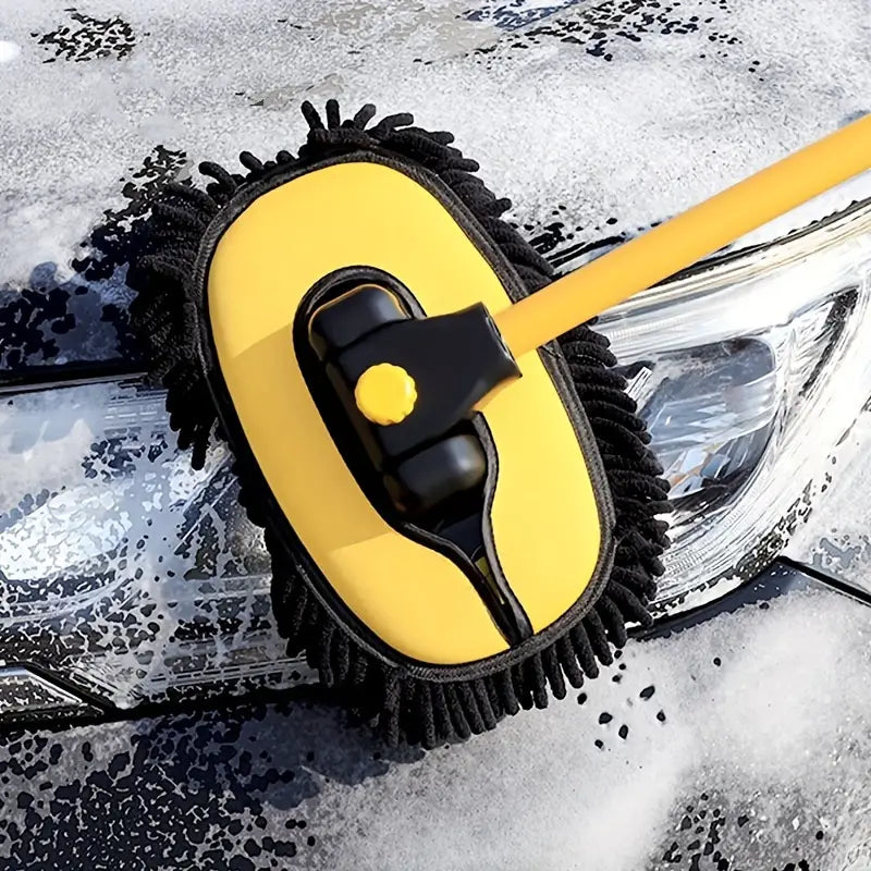 Car Wash Brush Telescopic Rotating Head Microfiber Chenille
