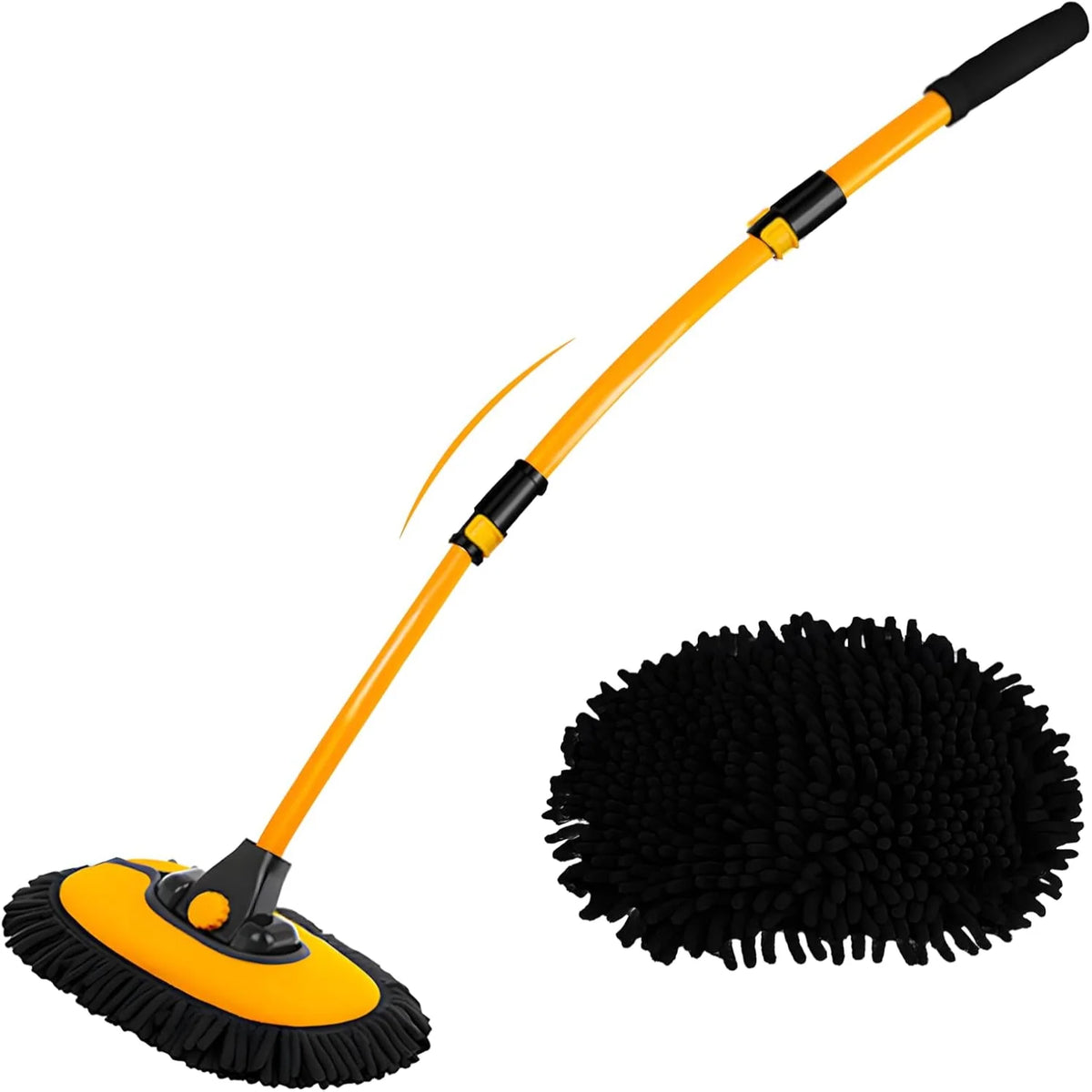 Car Wash Brush Telescopic Rotating Head Microfiber Chenille