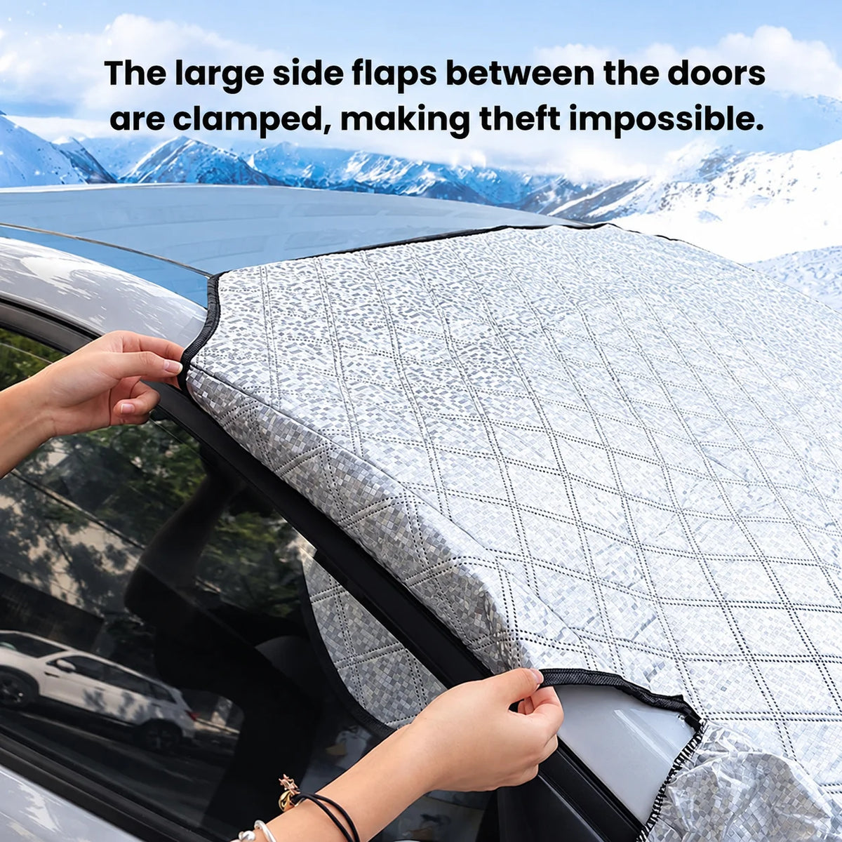 Car Windshield Cover Magnetic Weather-Resistant Polyester Mirror Coverage