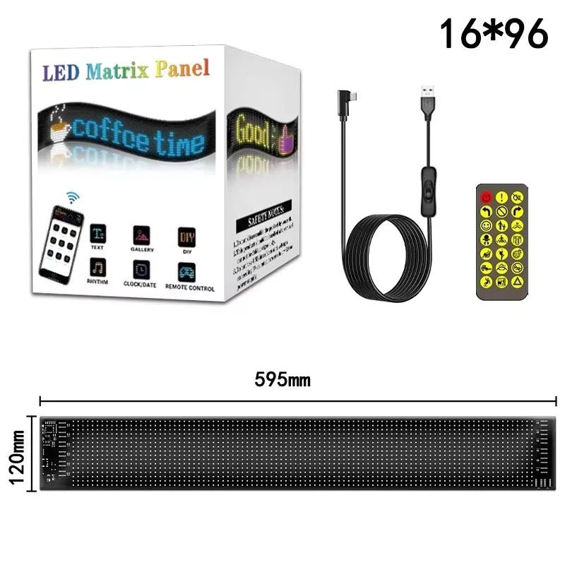Car Windshield LED Display Programmable RGB App & Remote
