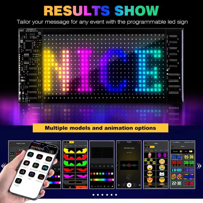 Car Windshield LED Display Programmable RGB App & Remote