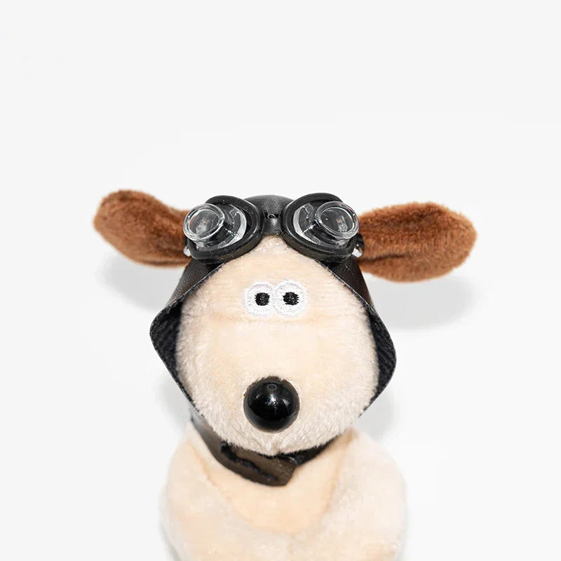 Car Wiper Decoration Plush Dog With Aviator Goggles