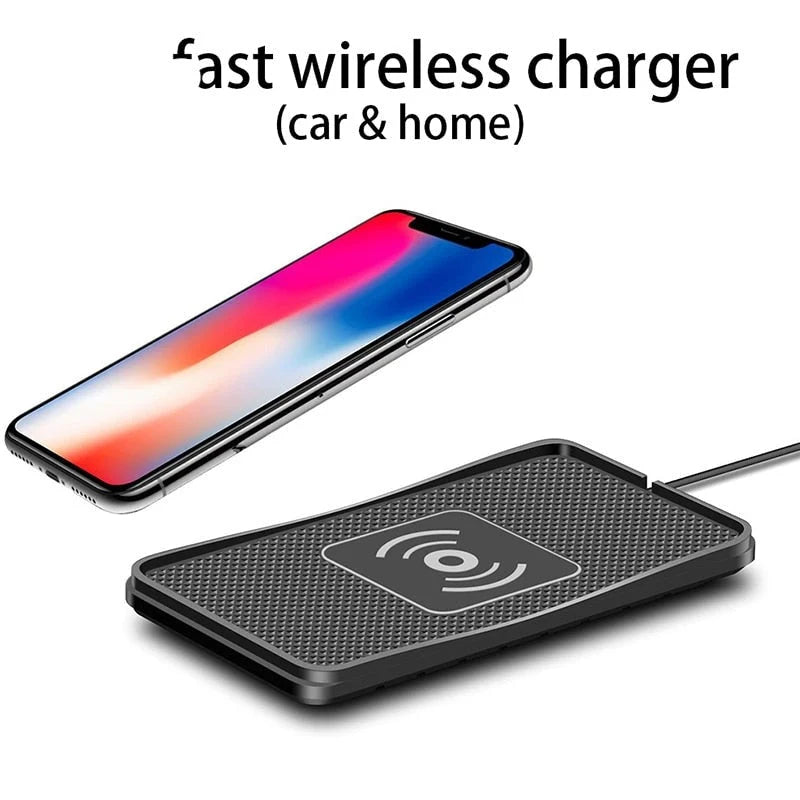 Car Wireless Charging Pad Qi Fast Charging Non-Slip Silicone Surface