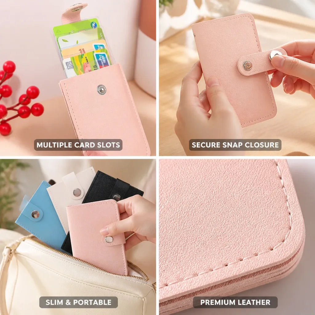 Card Holder Wallet Faux Leather Slim Multiple Card Slots