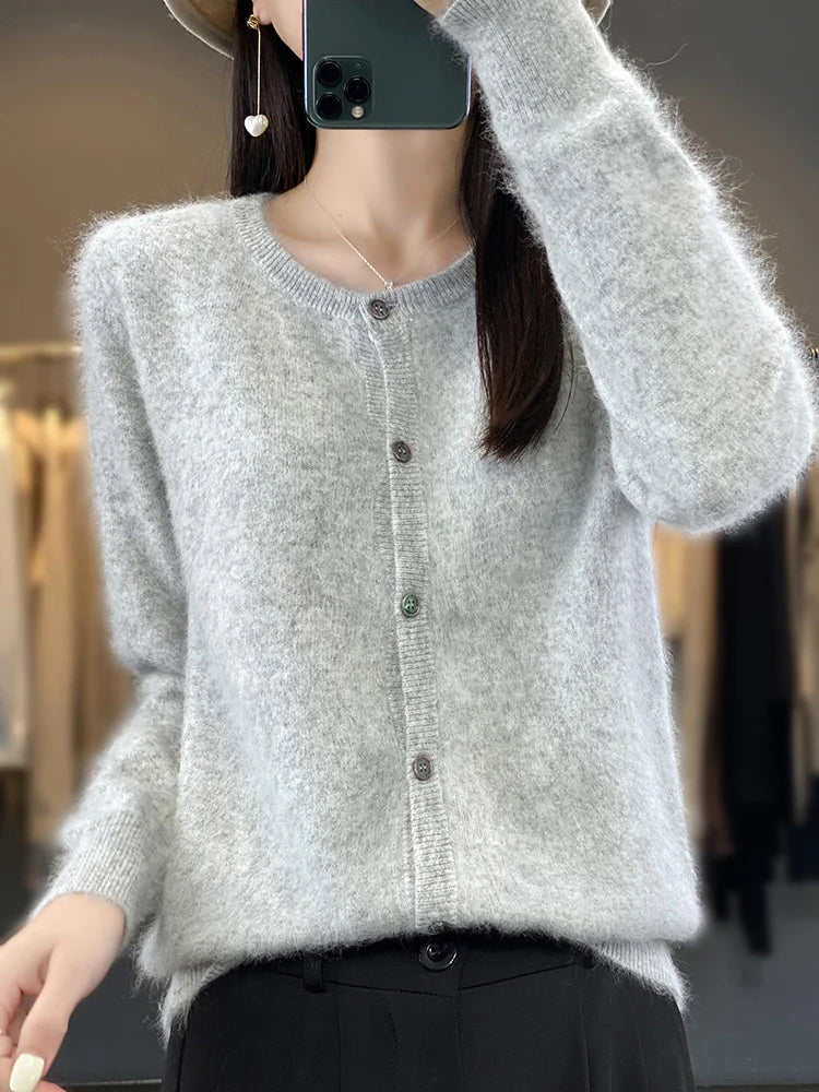 Cardigan Sweater Mink Cashmere Lightweight Loose Fit