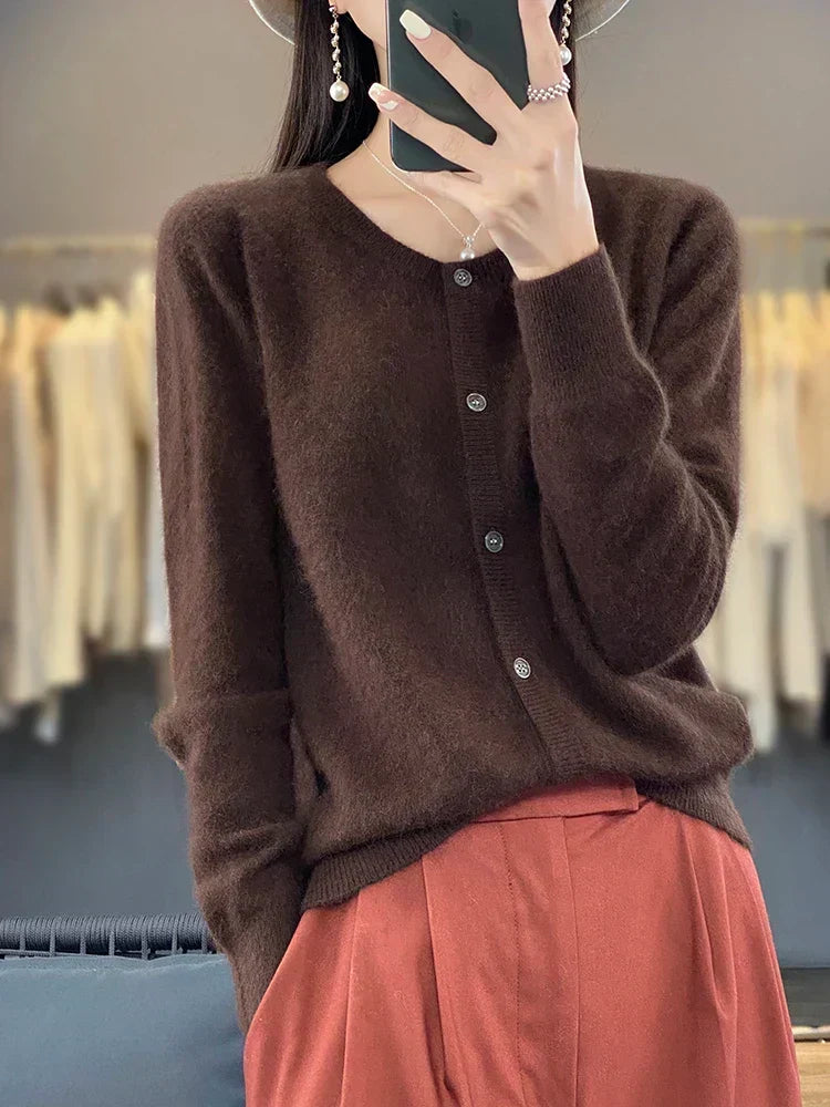 Cardigan Sweater Mink Cashmere Lightweight Loose Fit