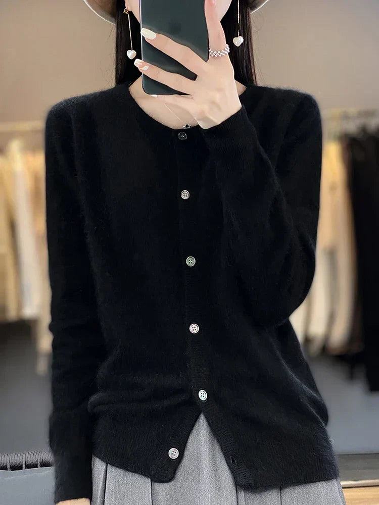 Cardigan Sweater Mink Cashmere Lightweight Loose Fit