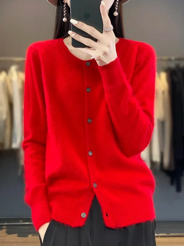 Cardigan Sweater Mink Cashmere Lightweight Loose Fit