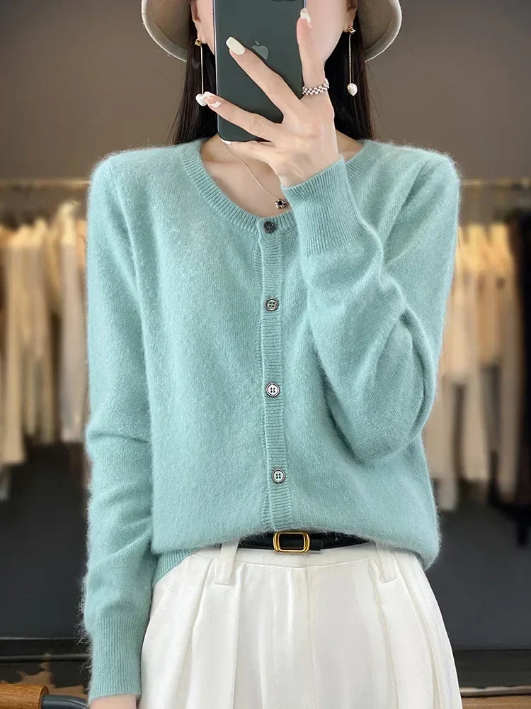 Cardigan Sweater Mink Cashmere Lightweight Loose Fit