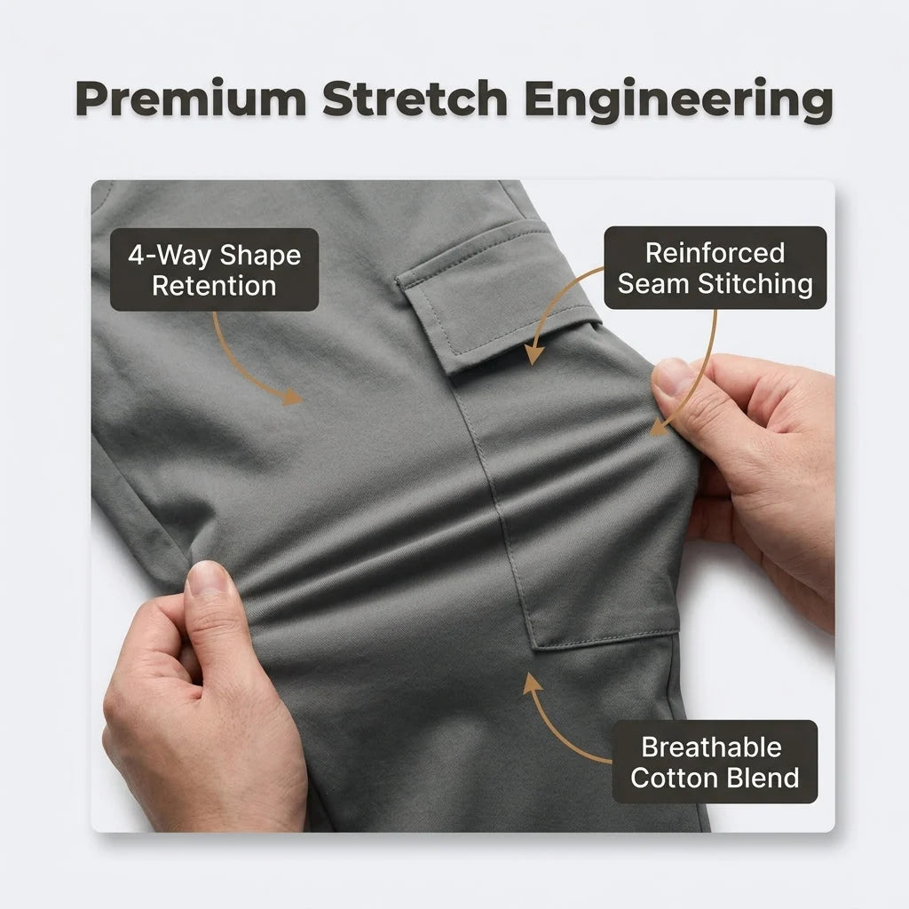 Cargo Jeans Slim Stretch Six Pockets