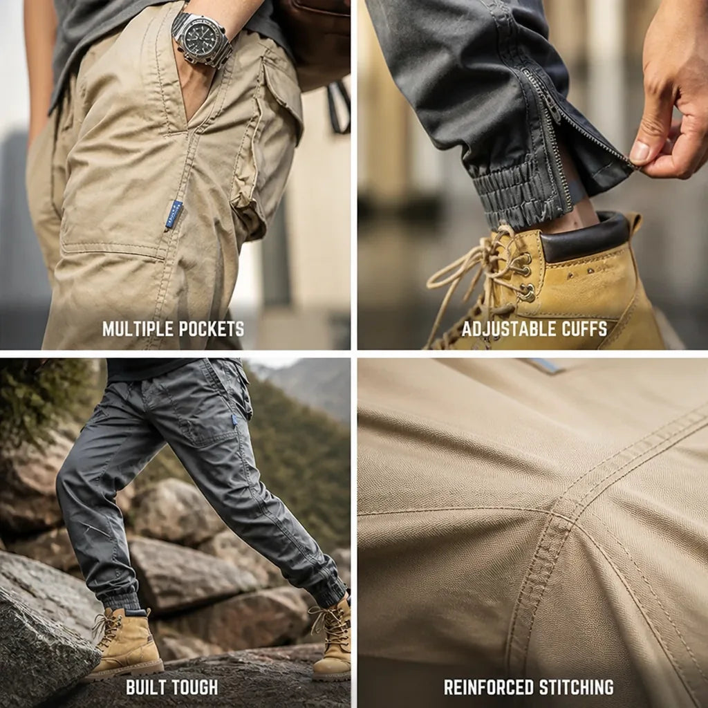 Cargo Pants Multiple Pockets Zipper Cuff