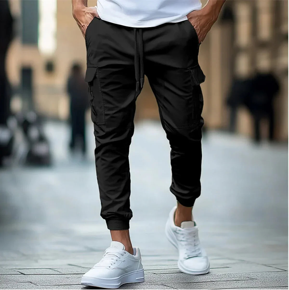 Cargo Pants Slim Fit Multiple Pockets Wrinkle-Resistant