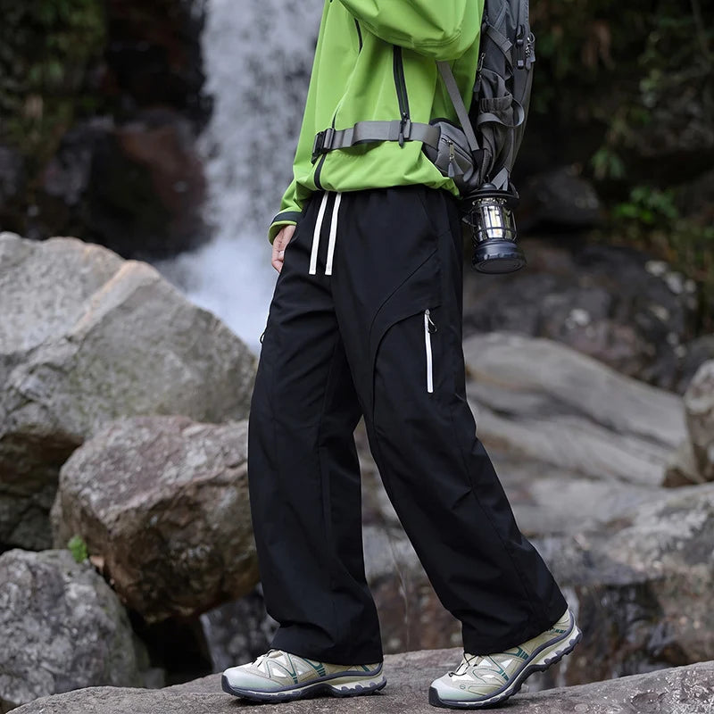 Cargo Pants Water-Repellent Wide-Leg Zip Pockets