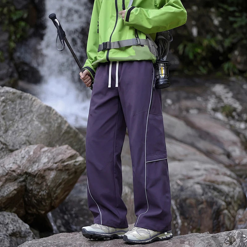 Cargo Pants Water-Repellent Wide-Leg Zip Pockets