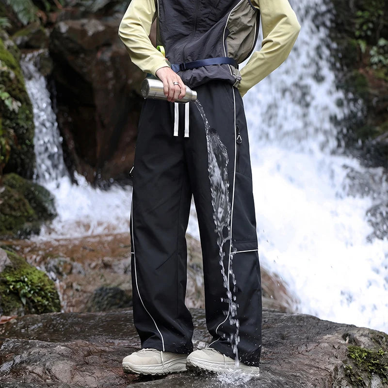 Cargo Pants Water-Repellent Wide-Leg Zip Pockets