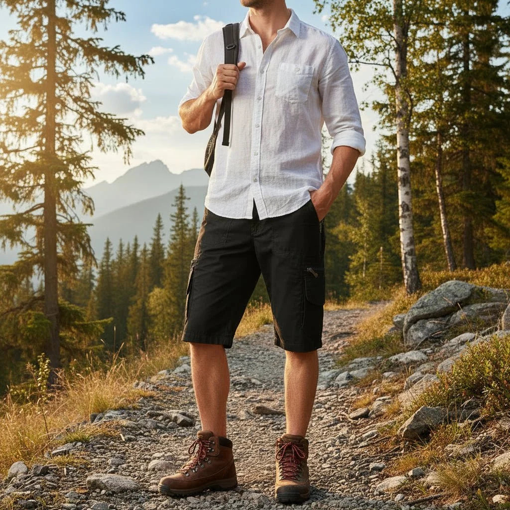 Cargo Shorts Multi-Pocket Loose-Fit Durable Blended Fabric