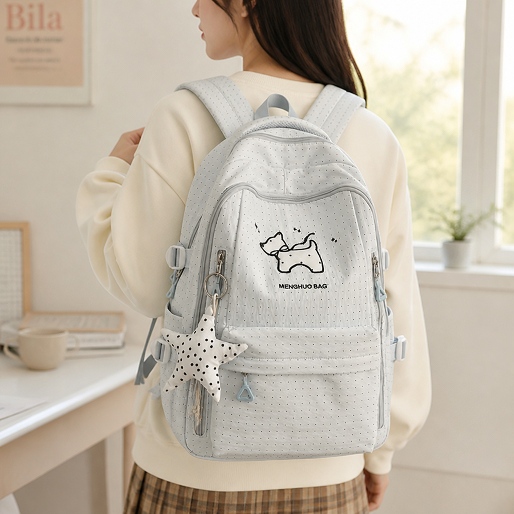 Cartoon Print Multi-Pocket Kids School Backpack (With Star Charm)