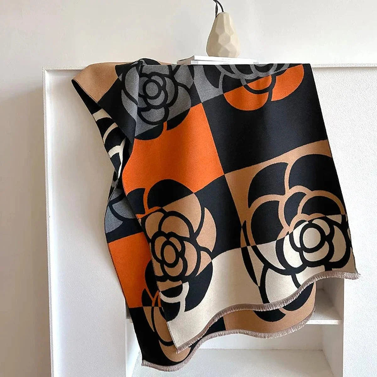Cashmere Scarf Reversible Printed Design Warm Winter Accessory
