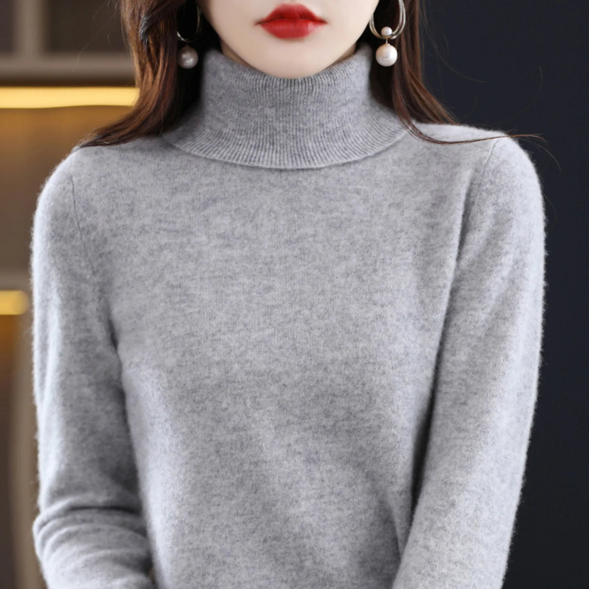Cashmere Turtleneck Sweater Lightweight Warmth Regular Fit
