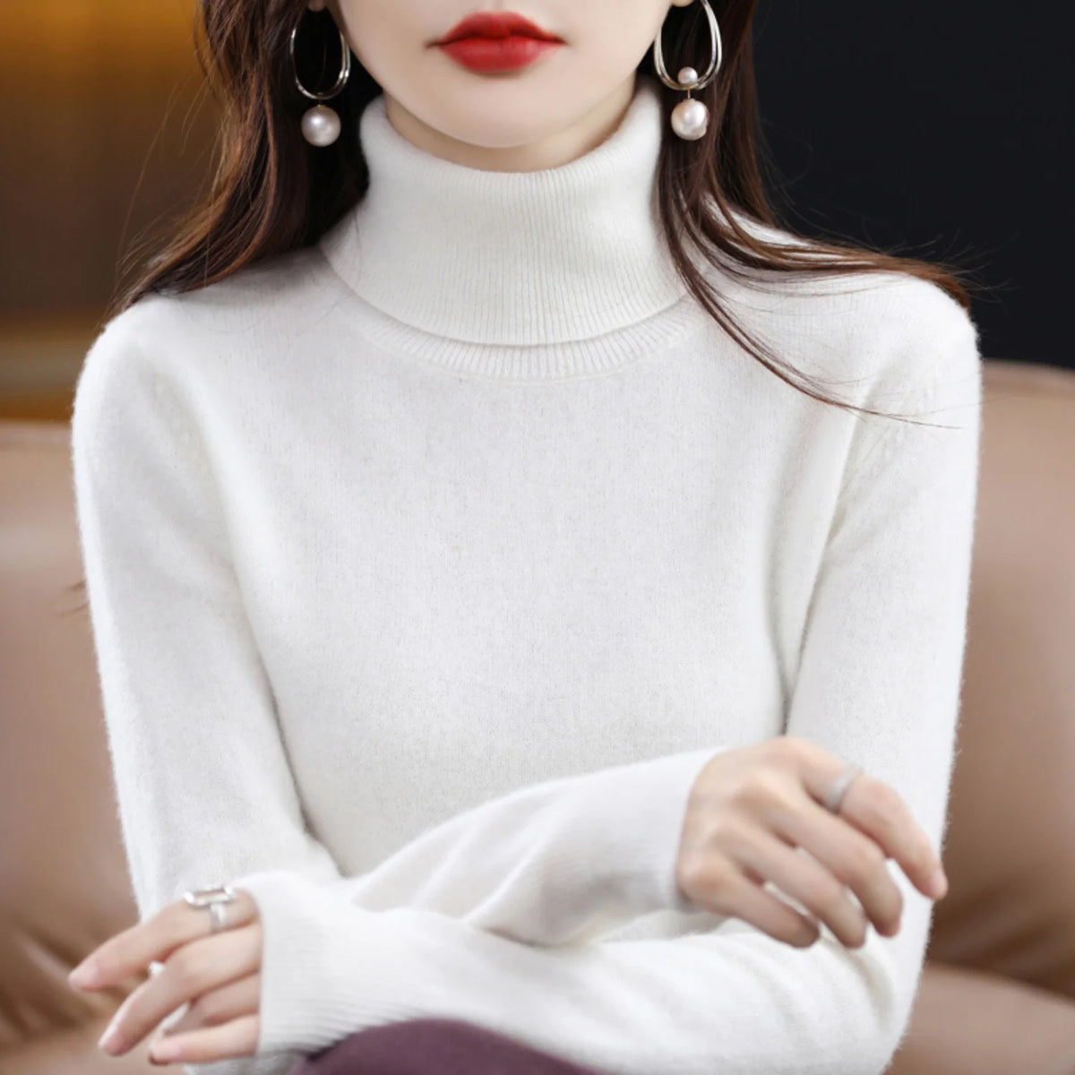 Cashmere Turtleneck Sweater Lightweight Warmth Regular Fit