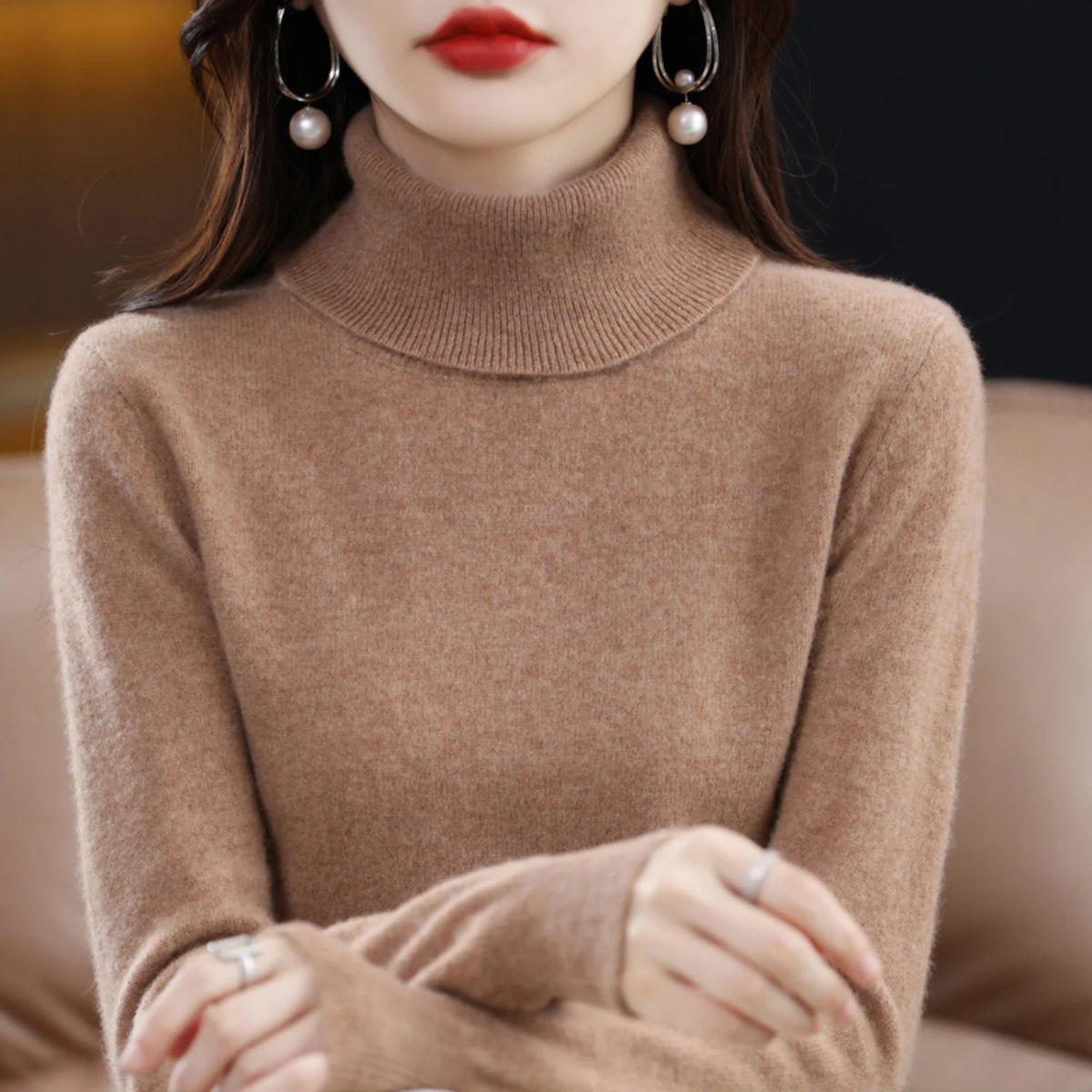 Cashmere Turtleneck Sweater Lightweight Warmth Regular Fit