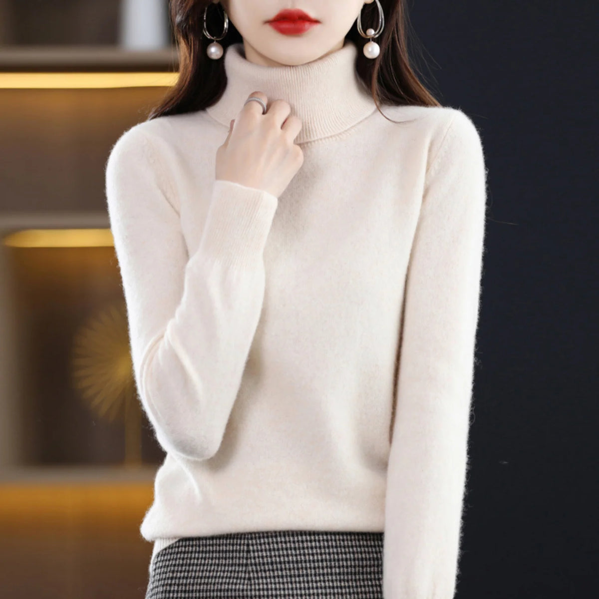 Cashmere Turtleneck Sweater Lightweight Warmth Regular Fit