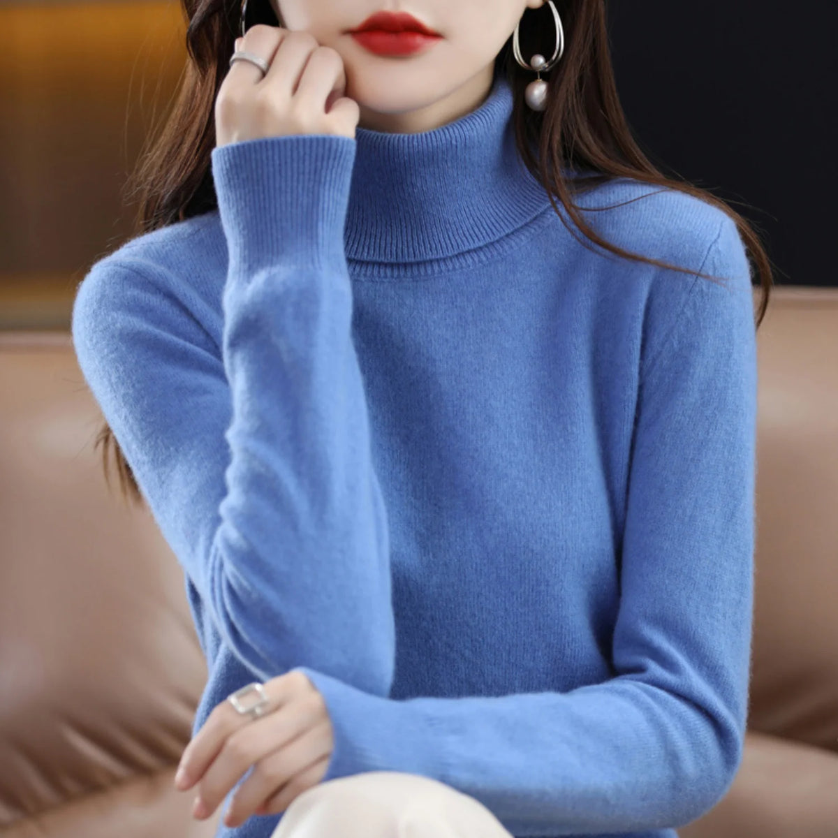 Cashmere Turtleneck Sweater Lightweight Warmth Regular Fit