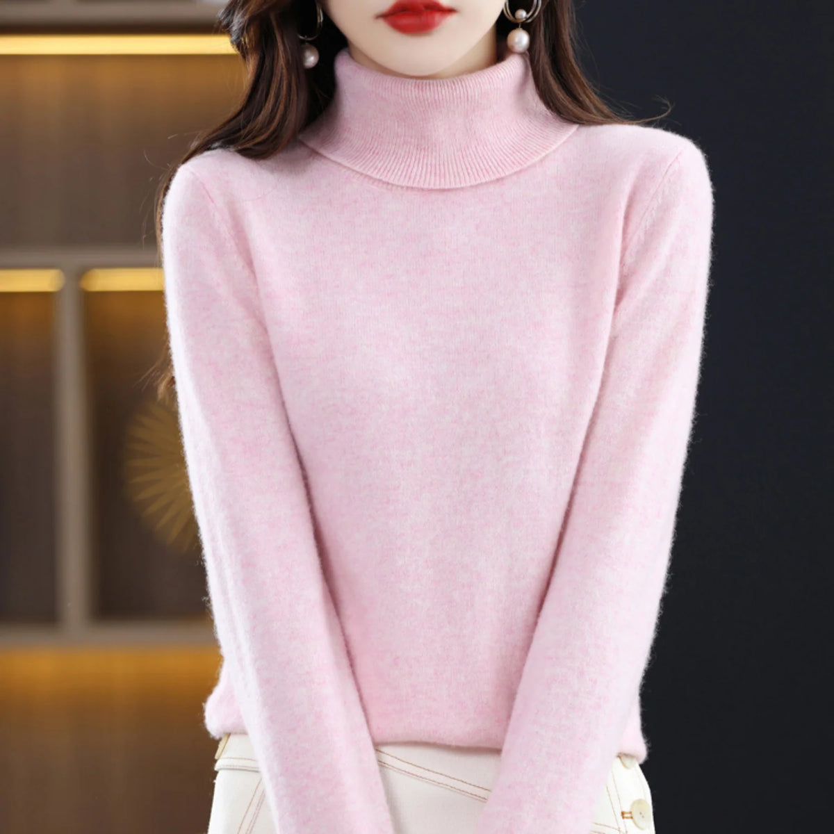 Cashmere Turtleneck Sweater Lightweight Warmth Regular Fit