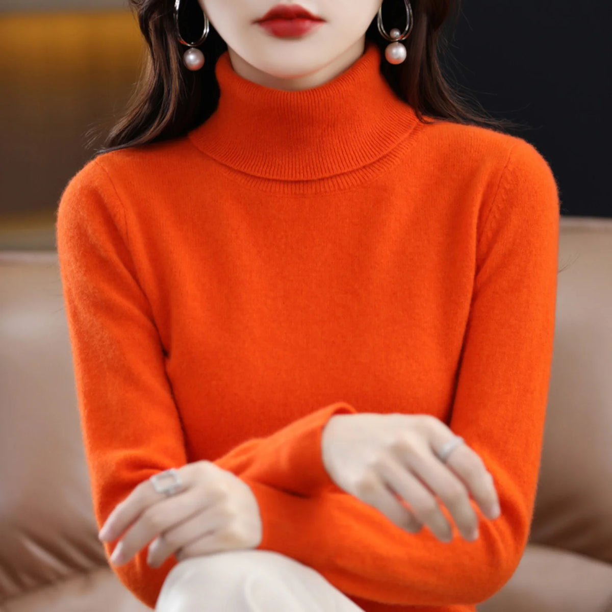 Cashmere Turtleneck Sweater Lightweight Warmth Regular Fit