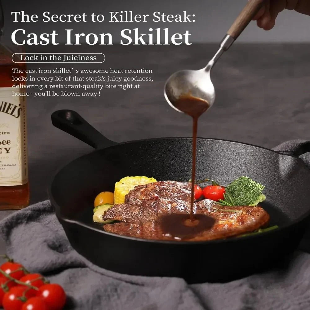 Cast Iron Skillet Even Heat Multi-Source Cooking