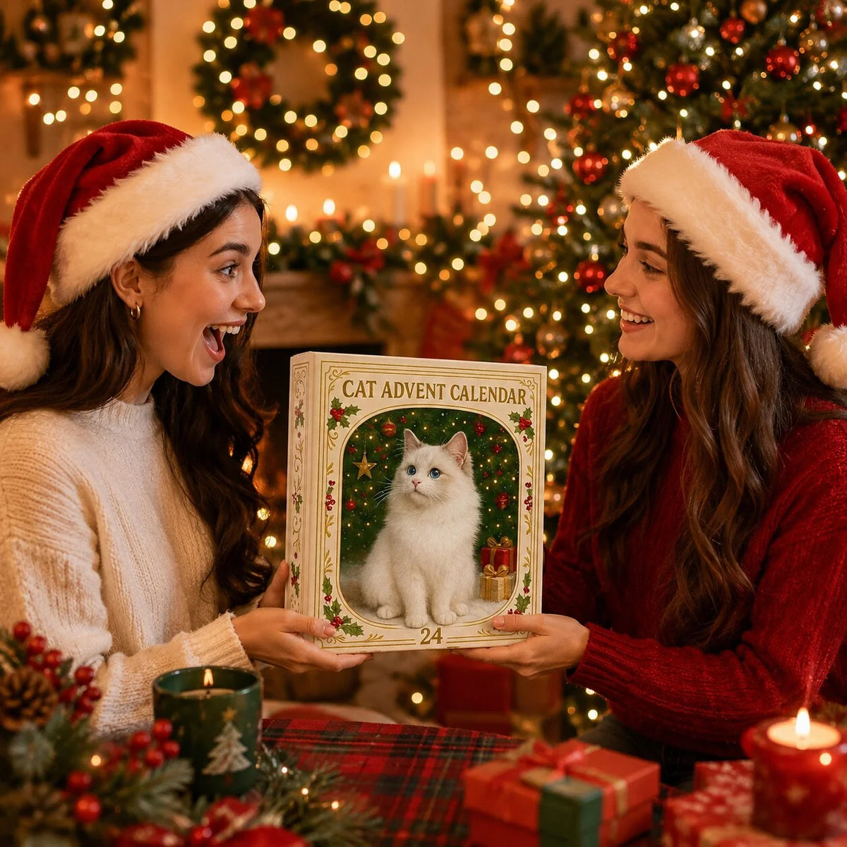 Cat Advent Calendar 24 Miniature Figurines for Christmas Countdown