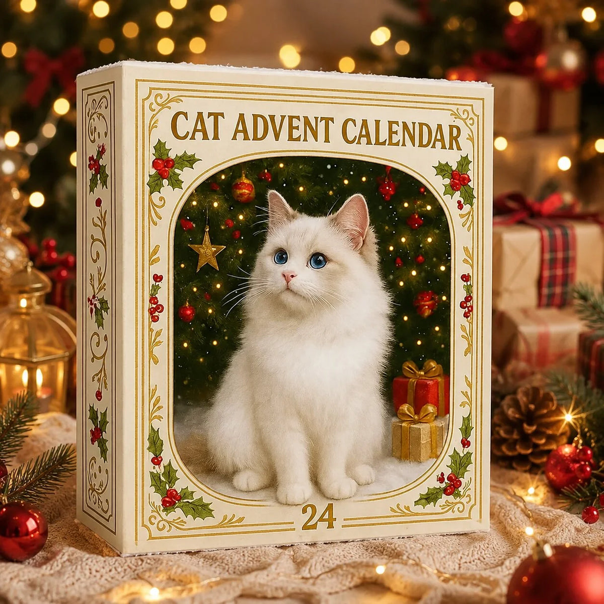 Cat Advent Calendar 24 Miniature Figurines for Christmas Countdown