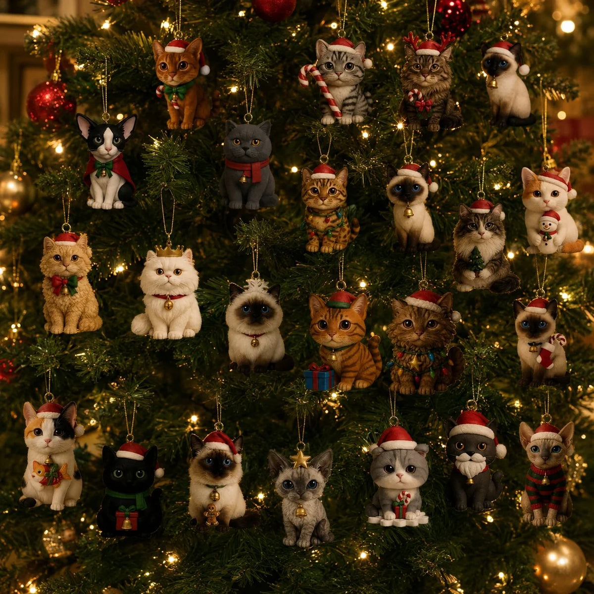 Cat Advent Calendar 24 Miniature Figurines for Christmas Countdown