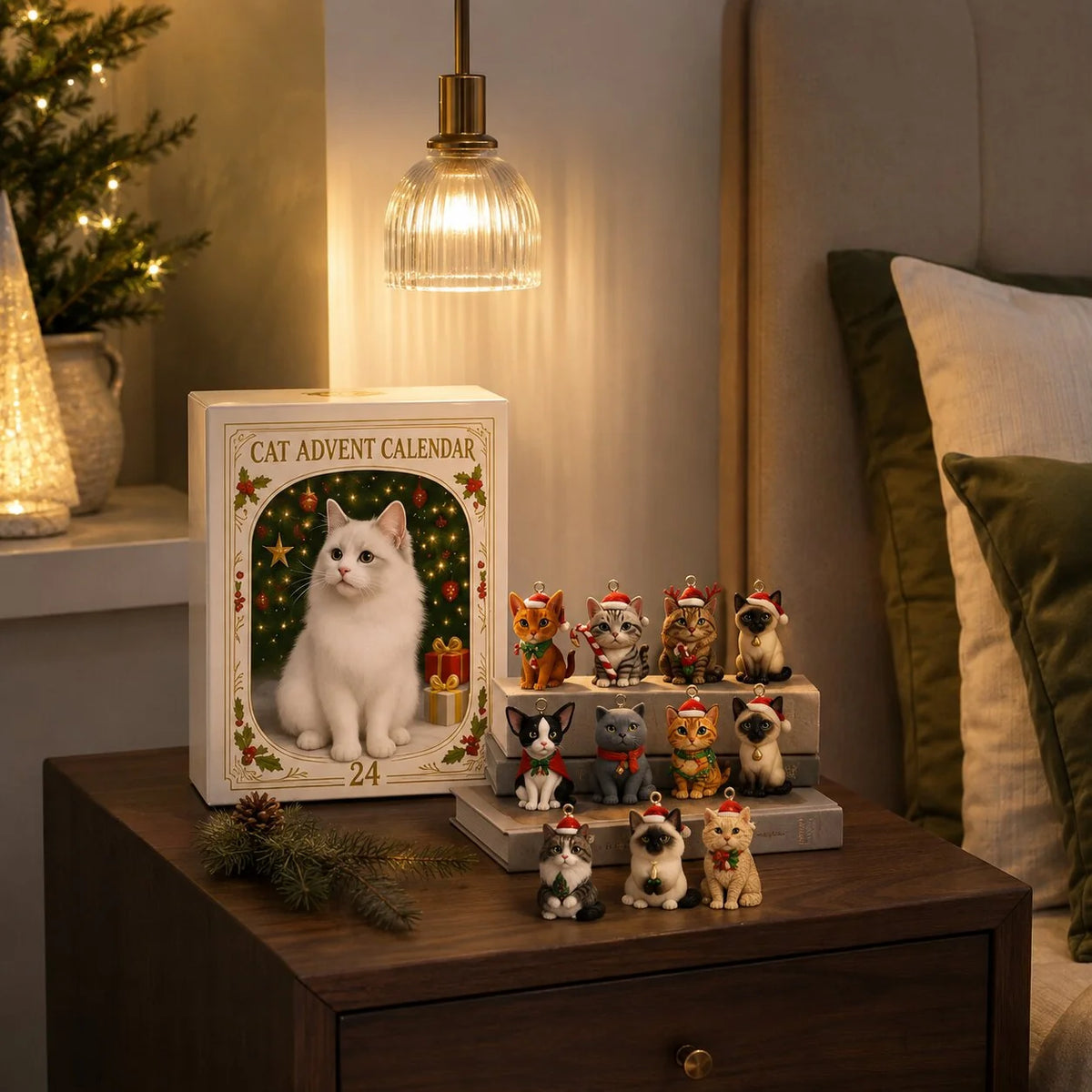 Cat Advent Calendar 24 Miniature Figurines for Christmas Countdown
