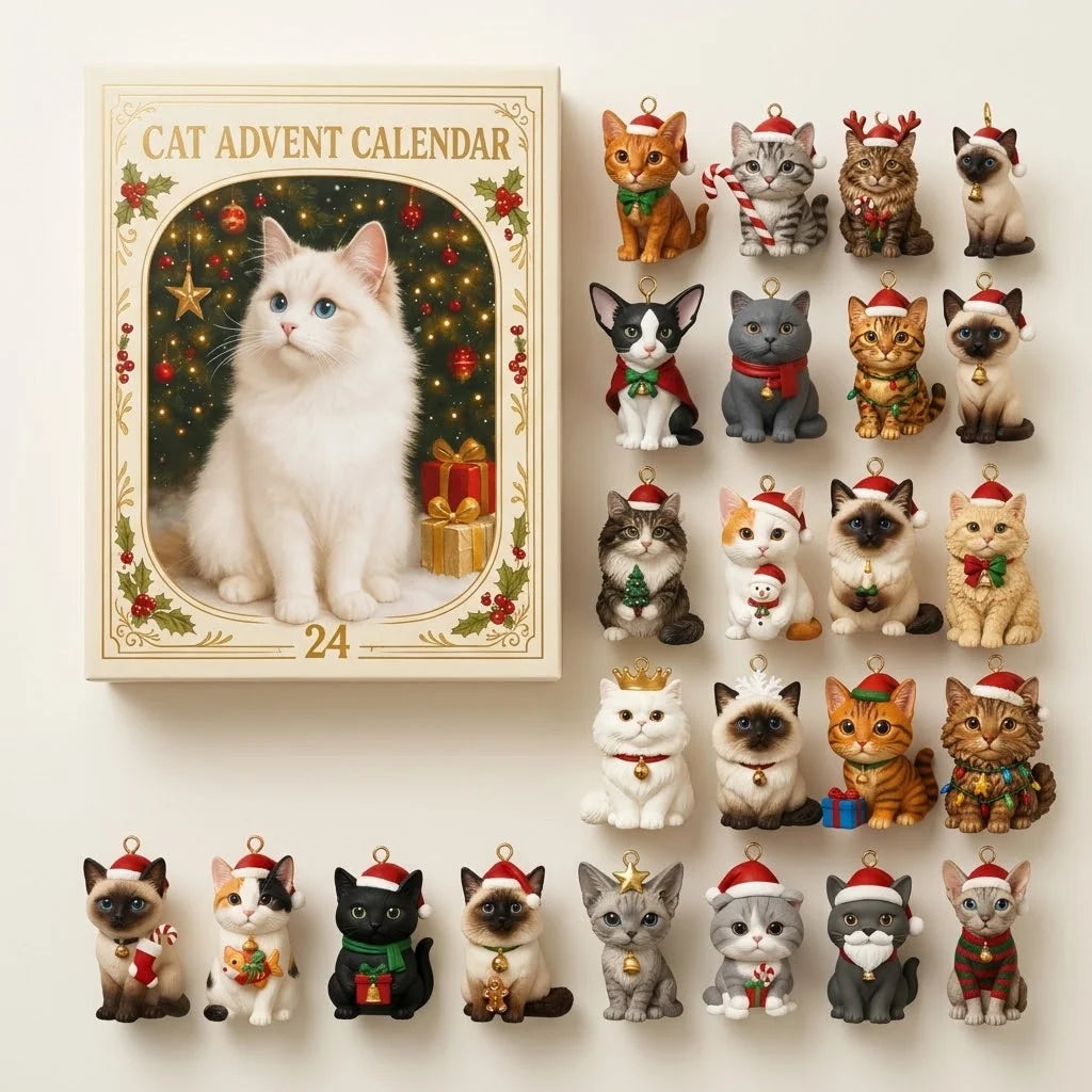 Cat Advent Calendar 24 Unique Acrylic Ornaments