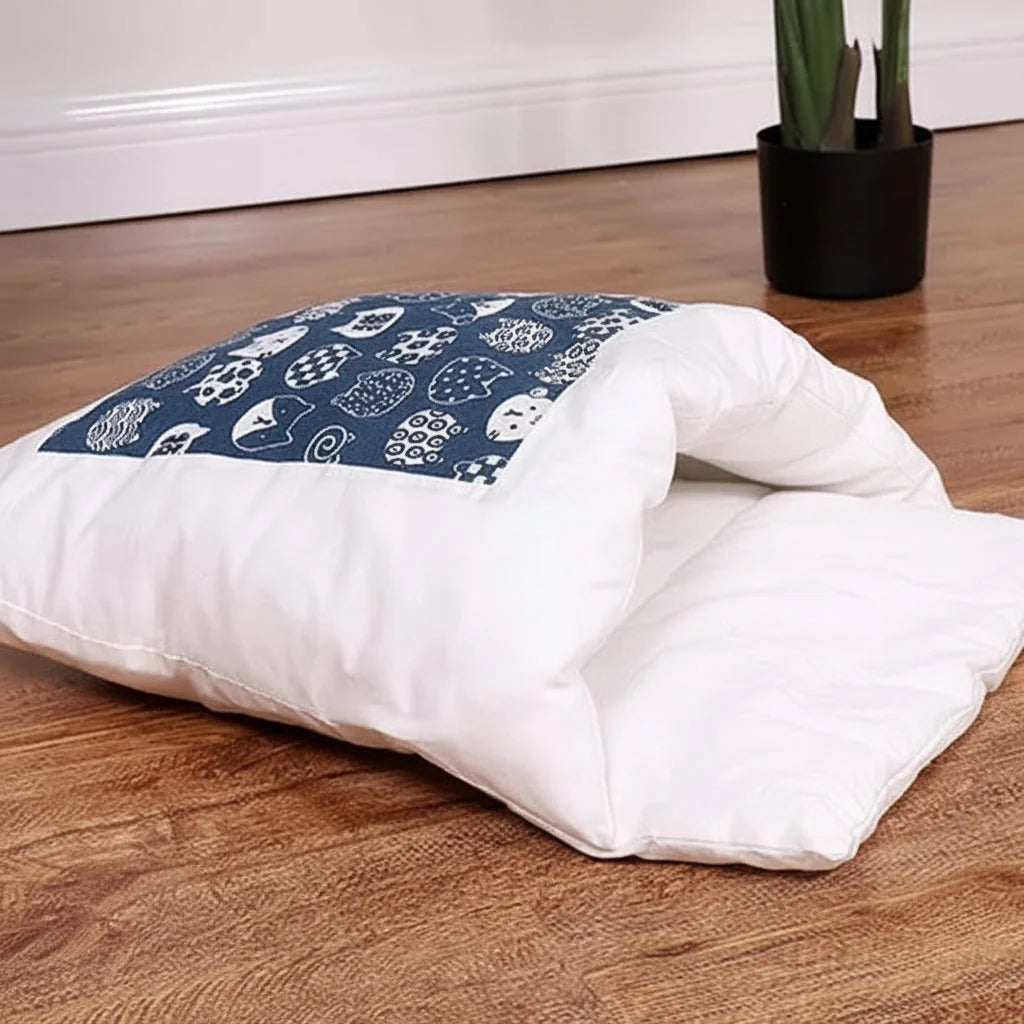 Cat Bed Enclosed Cave Plush Built-In Pillow