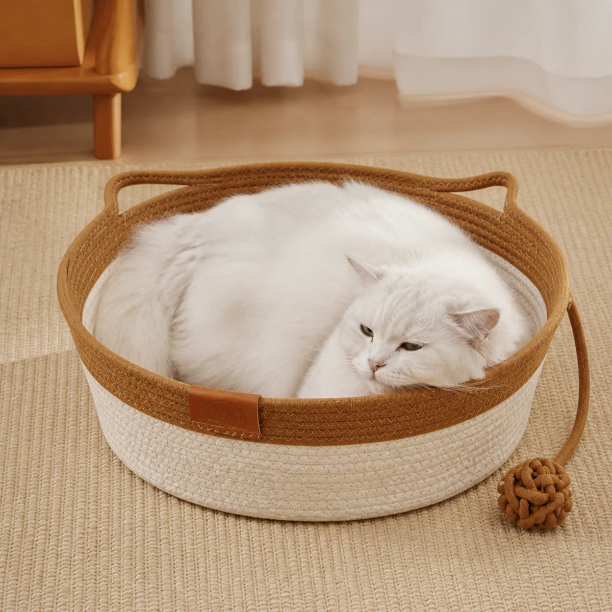 Cat Bed Hand-Woven Cotton Rope Cozy Resting Spot
