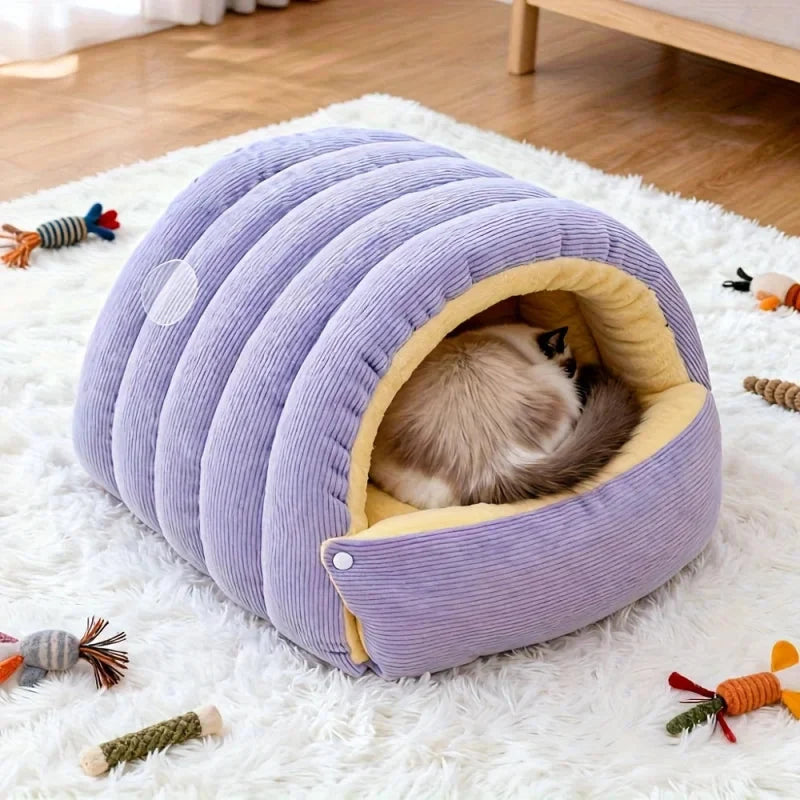 Cat Cave Bed Enclosed Fleece Machine Washable