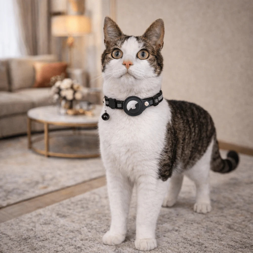 Cat Collar Reflective Adjustable Nylon With GPS Tracker Holder
